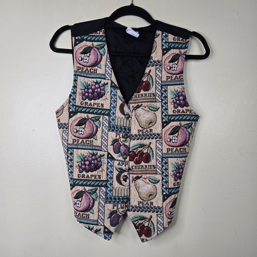 Bobbie Brooks vintage tapestry fruit vest size M